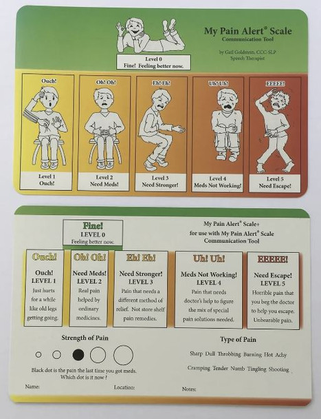 My Pain Alert Scale two-sided pain scale chart 