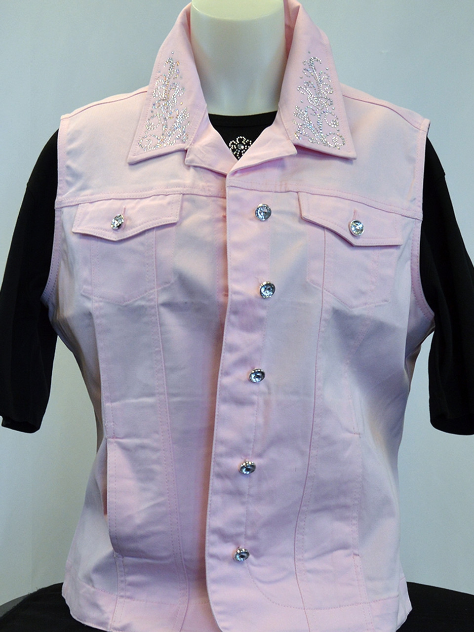 pink denim vest