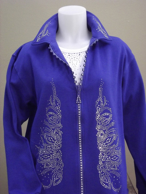 Royal Blue Crystal Zipper Jacket