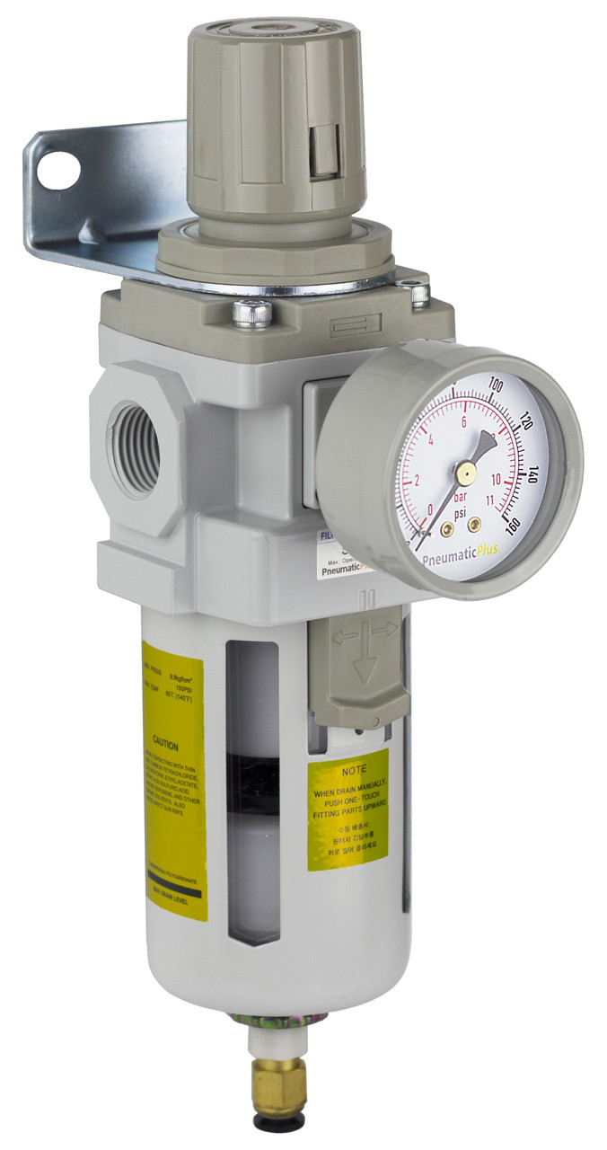 Régulateur Filtre Air Comprimé PneumaticPlus 1/2" NPT Avec Jauge - Reconditionné Avec Garantie