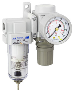 PneumaticPlus SAU220 Series Mini Air Filter Regulator Combo 1/4" NPT with Bracket & Gauge (SAU220-N02G) PneumaticPlus SAU220 Series Mini Air Filter Regulator Combo 1/4" NPT with Bracket & Gauge (SAU220-N02G)
