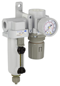 PneumaticPlus SAU320-N03G-MEP Air Filter Regulator Combo  | 3/8" NPT, 72 SCFM | Metal Bowl, Manual Drain | Gauge Included PneumaticPlus SAU320-N03G-MEP Air Filter Regulator Combo  | 3/8" NPT, 72 SCFM | Metal Bowl, Manual Drain | Gauge Included