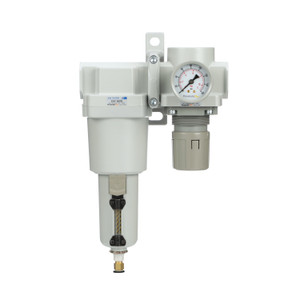 PneumaticPlus SAU620-N06DG-MEP Air Filter Regulator Combo  | 3/4" NPT,  High Flow, 225 SCFM | Metal Bowl, Auto Drain | Gauge Included | Front PneumaticPlus SAU620-N06DG-MEP Air Filter Regulator Combo  | 3/4" NPT,  High Flow, 225 SCFM | Metal Bowl, Auto Drain | Gauge Included | Front
