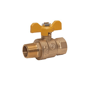 Full Port Brass Ball Valve with T-Handle 1/4" NPT Male x Female MBB-25TH