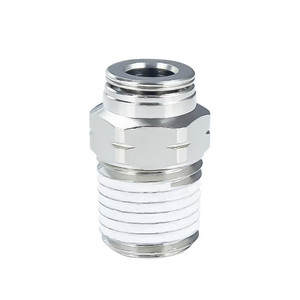 PneumaticPlus PN11 Series Metal Push-to-Connect Air Fitting – Taper Straight Male – Nickel-Plated Brass Pneumatic Connector