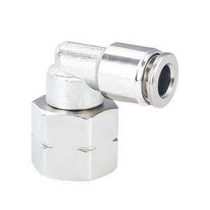 PneumaticPlus PN17 Series Metal Push-to-Connect Air Fitting – Swiveling Elbow Female – Nickel-Plated Brass Pneumatic Connector PneumaticPlus PN17 Series Metal Push-to-Connect Air Fitting – Swiveling Elbow Female – Nickel-Plated Brass Pneumatic Connector