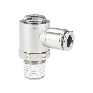 PN18 Series Metal Push-to-Connect Air Fitting – Swiveling Banjo with Ring – Nickel-Plated Brass Pneumatic Connector