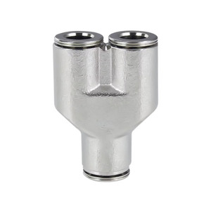 PneumaticPlus PN37 Series Metal Push-to-Connect Air Fitting – Y Fitting – Nickel-Plated Brass Pneumatic Connector