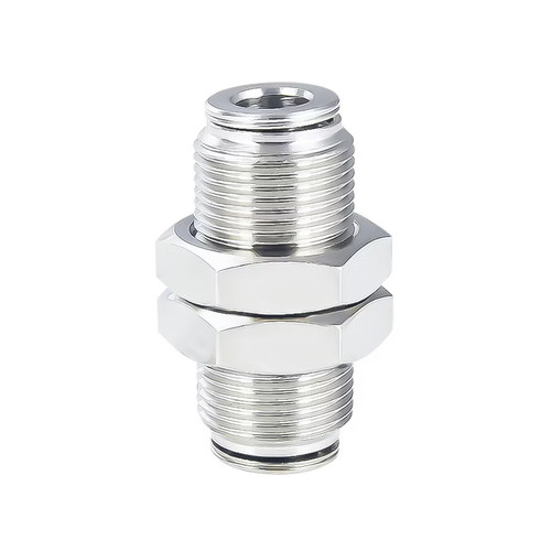 PN27 Series Metal Push-to-Connect Air Fitting – Bulkhead Union – Nickel-Plated Brass Pneumatic Connector