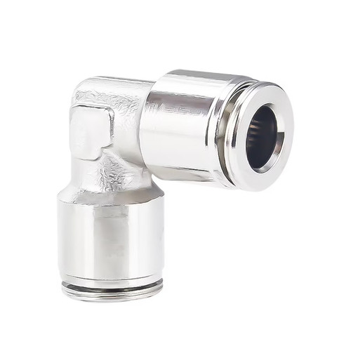 PneumaticPlus PN28 Series Metal Push-to-Connect Air Fitting – Union Elbow – Nickel-Plated Brass Pneumatic Connector

