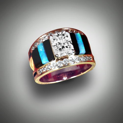 R 644 Black jade + opal