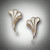 ER 131 earrings have hand carved mother of pearl inlay set in 14kt yellow gold with two round .10 point diamond accents and .45 points pave` diamonds with omega clip backs.