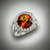 R-1069 has a 11mm amber citrine with 0.54ctw F/VS pave` diamond halo, and the sides of the halo have 0.45ctw pave diamonds set in 14kt white gold.