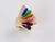 R 755 Multi color inlay ring has 22 points F/VS pave` diamonds and inlay of lapis, chrysophrase, yellow jasper, rhodonite, red jasper, and sugilite set in 14kt yellow gold.  
