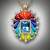 Pendant 406 has a 12mmx10 swiss blue topaz as the center stone, surrounded by 30 points of F/VS pave` diamonds, the inlay stones are orange coral, red coral, red jasper, lavulite, lapis, turquoise, variscite, and yellow turquoise.  The surrounding diamonds F/VS have a total weight of 110points set in 15.2 grams of 14kt yellow gold, with a bail of 5 points pave` diamonds.