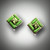 ER 129 earrings have a 5mm round peridot and gaspeite inlay and a 3 point F/VS pave` diamond on the bottom.