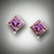 ER 129 earrings have a 5mm round amethyst with phosphosiderite inlay and a 3 point F/VS pave` diamond on the bottom.