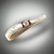 This custom B 67 bracelet has a center renzite stone with 8 princess cut rubies and hand carved mother of pearl for the inlay, all set in 14 kt yellow gold.