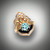 R 1205 Has a 7mm Blue Topaz .5 ctw F/VS pave Diamonds with hand sculpted Black Jade in 10.27 grams 14K Yellow Gold