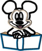 Mickey Mouse with Book Applique Embroidery Design