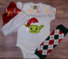 Yoda Star Battles with Santa Hat Applique Design