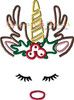 Reindeer Unicorn Face Christmas Applique Design