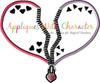 Split Heart Backdrop Applique Design for Dolls