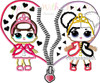 Split Heart LOL Heartbreaker and LOL Fancy Doll Applique Design