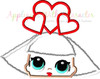 LOL Hearts Doll Peeker Applique Embroidery Design
