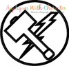 Hammer Lightning Bolt Symbol Applique Design