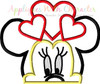 Minnie Mouse with Hearts Peeker Applique Design