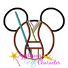 Mr Mouse Jedi Head Star Fight Applique Design