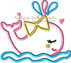 Girl Whale Applique Embroidery Design