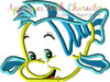 Little Mermaid Flounder Peeker Applique Design