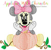 Miss Mouse with Pumpkin Sketch Embroidery Design