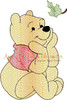 Honey Bear with Leaf Sketch Embroidery Design