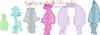 Trolls in a Row Sketch Embroidery Design 