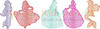 Princesses in a Row Sketch Embroidery Design