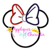 Miss Mouse Head Bow Applique Embroidery Design