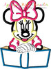 Minnie Mouse with Book Applique Embroidery Design