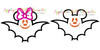 Minnie and Mickey Mouse Bat Halloween Applique Design Set