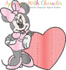 Miss Mouse with Heart Sketch Embroidery Design