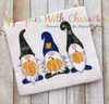 Three Gnomes Pumpkin Applique Embroidery Design