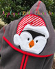 Penguin with Santa Hat Peeker Applique Design