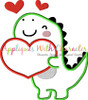 Dinosaur Heart Satin Stitch Applique Design