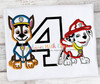 Paw Marshall Chase Patrol Four Applique Design