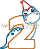 Dinosaur Number Two Birthday Applique Design