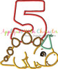 Dinosaur Number Five Birthday Applique Design