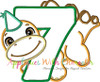 Dinosaur Seven Birthday Applique Design 
