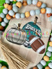 Three Pumpkin Football Bean Stitch Design